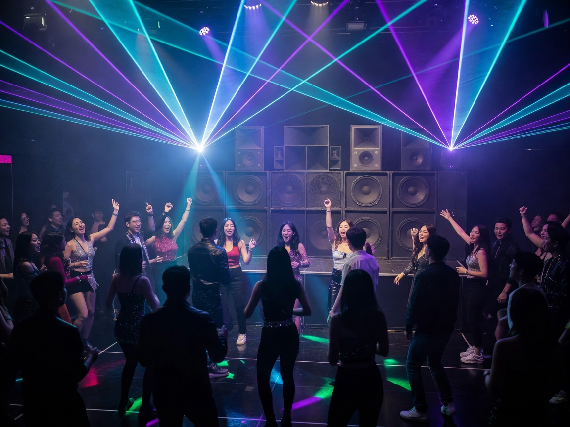 Club Octo Seoul dance floor with laser lighting and massive sound system in Gangnam